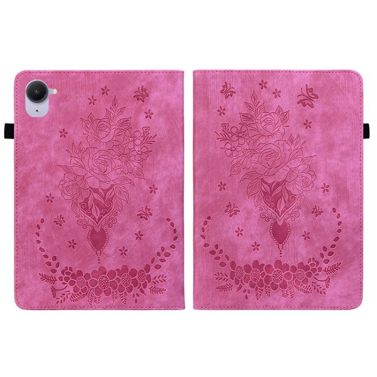 Funda de cuero con relieve de mariposa rosa para tableta Xiaomi Redmi K Pad de 8,8 pulgadas (rojo rosa)