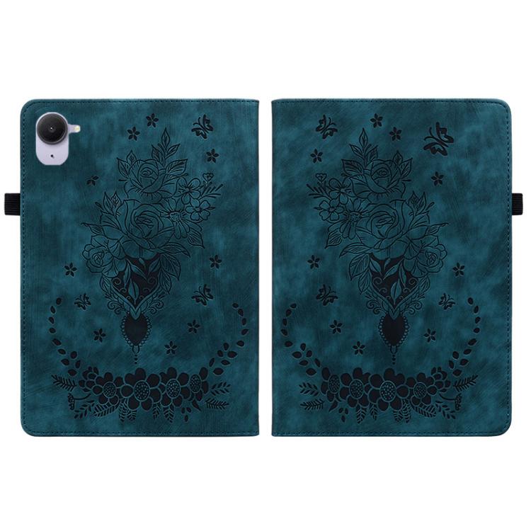Funda de cuero con relieve mariposa rosa para Xiaomi Redmi K Pad de 8,8 pulgadas (azul oscuro)