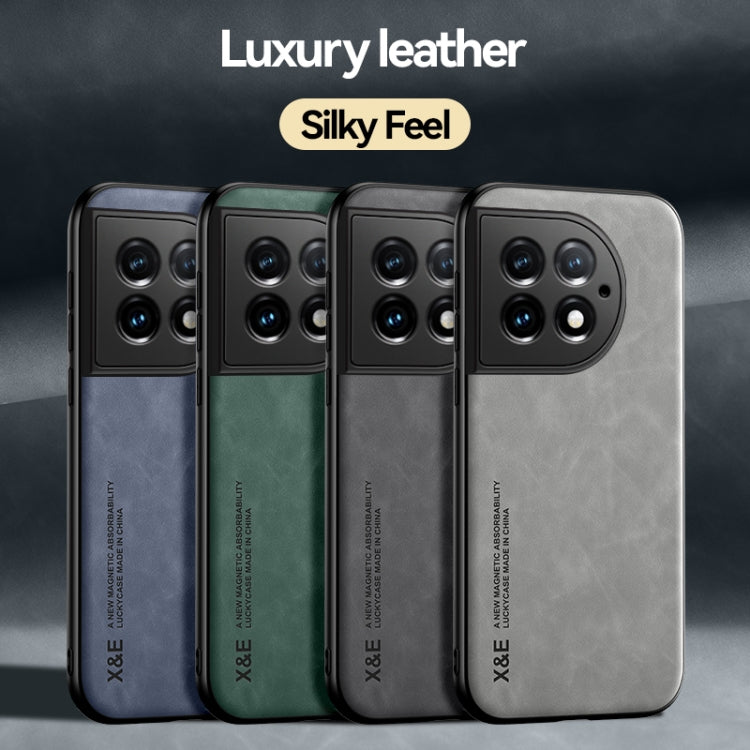 Funda de Cuero para OnePlus 13 con Parte Trasera Magnética y Tacto Agradable (Gris Oscuro)