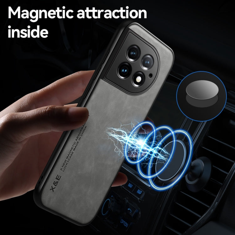 Funda de Cuero para OnePlus 13 con Parte Trasera Magnética y Tacto Agradable (Gris Oscuro)