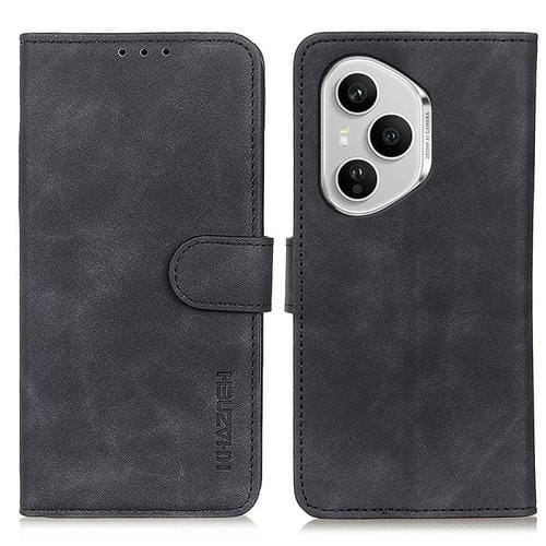 Funda de cuero con tapa y textura retro KHAZNEH para Honor 400 Pro Global (160,8 mm) (negro)