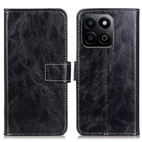 Funda de Cuero con Tapa Textura Caballo Loco Retro para Honor 200 (Negro)