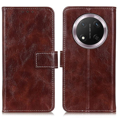 Funda de Cuero con Tapa Textura Caballo Loco para Honor X9C (Marrón)