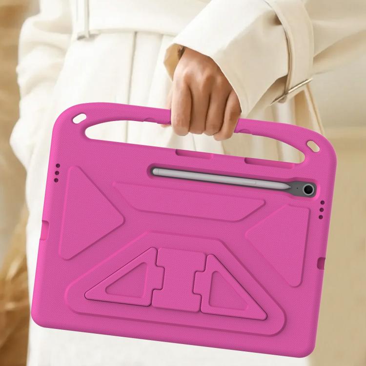 Funda de EVA a prueba de golpes con asa y soporte para Samsung Galaxy Tab S10 FE+ (rosa y rojo)