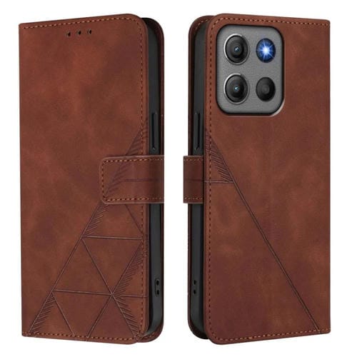 Funda de cuero con relieve 3D para Motorola Moto G15 Power (marrón)