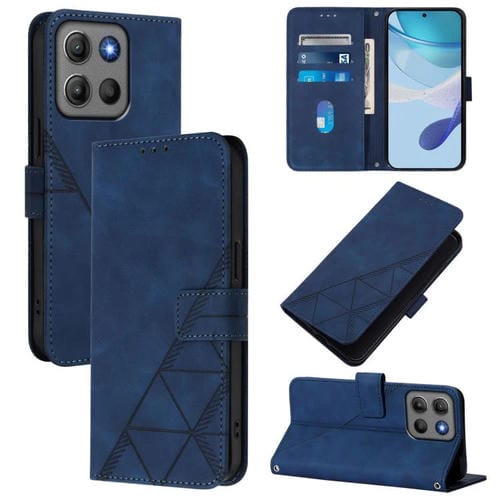 Funda de cuero con relieve 3D para Motorola Moto G15 Power (azul)