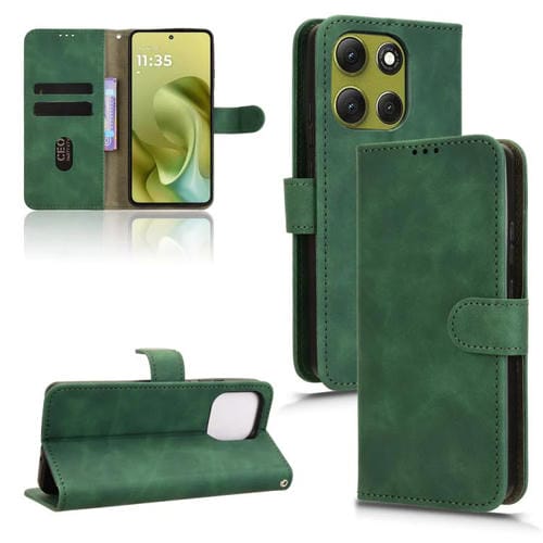 Funda de cuero con tapa magnética y diseño de piel para Motorola Moto G86 5G (verde)