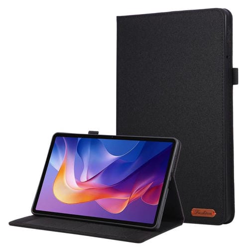 Funda de cuero con tapa horizontal y textura de tela para Xiaomi Redmi Pad 2 (negro)