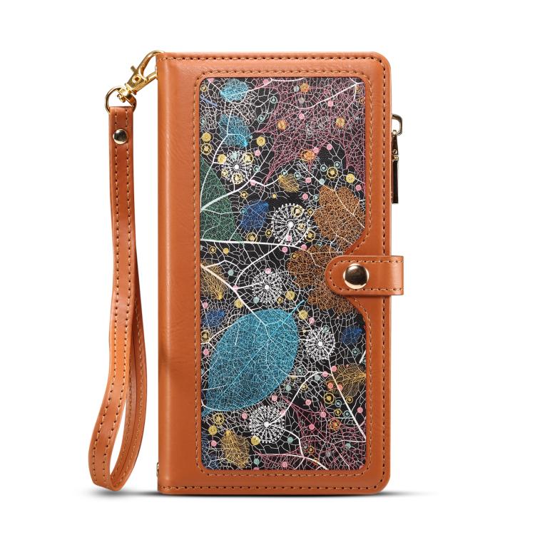 Funda de cuero RFID con cremallera y cordón para Motorola Edge 60 ESEBLE Star Series (marrón)