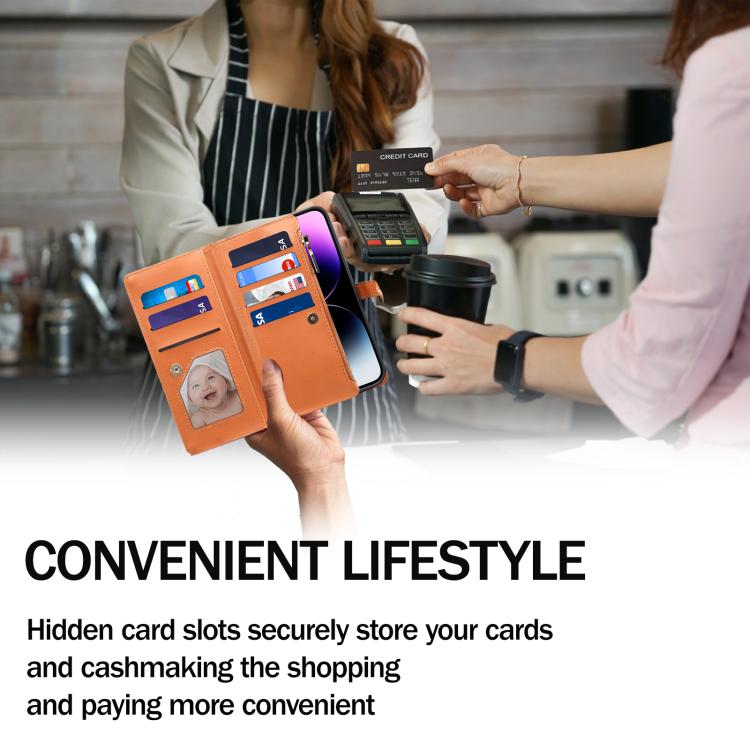 Funda de cuero RFID con cremallera y cordón para Motorola Edge 60 ESEBLE Star Series (marrón)