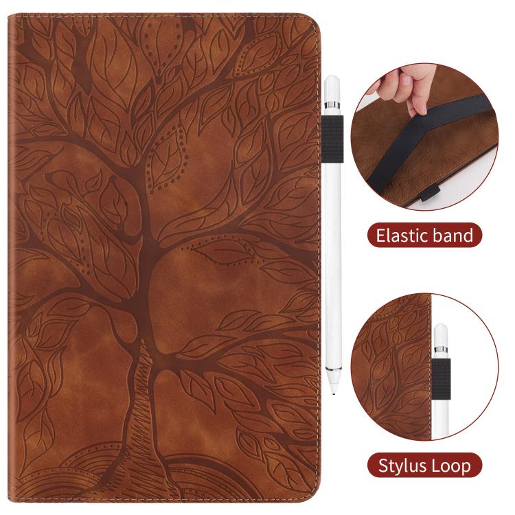 Funda de cuero con relieve para tableta Xiaomi Redmi K Pad Tree Life Series (marrón)