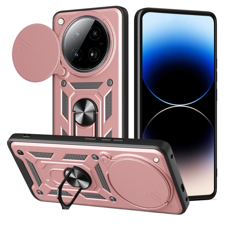 Funda para Teléfono Infinix Zero 40 4G con Cámara Deslizante TPU y PC (Oro Rosa)