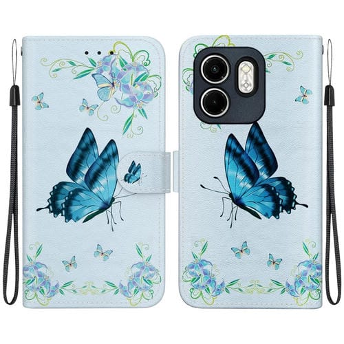 Funda de Cuero con Dibujo y Textura de Cristal para Infinix Hot 50I Smart 9 (Pensamientos Azules)