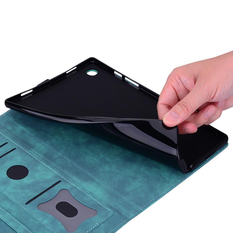 Funda de cuero con relieve de gato Sakura para Xiaomi Redmi K Pad (verde)