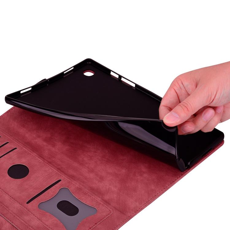Funda de cuero con relieve de gato Sakura para Xiaomi Redmi K Pad (roja)
