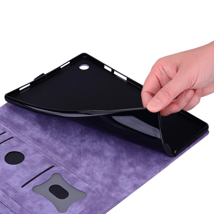 Funda de cuero con relieve de gato Sakura para Xiaomi Redmi K Pad (morado)