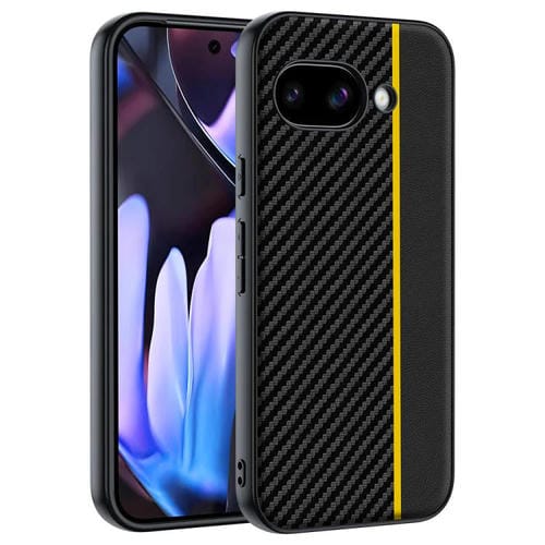 Funda ultrafina con textura de fibra de carbono para Google Pixel 9a (negro y amarillo)