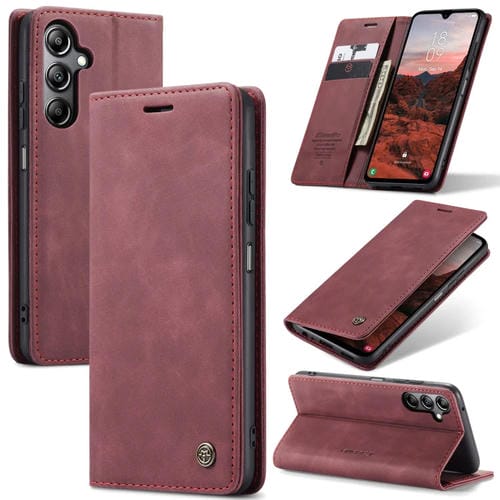Funda para Teléfono Caseme 013 para Samsung Galaxy A05S con Tapa Horizontal Multifuncional (Rojo Vino)