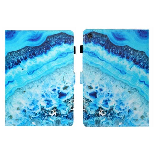 Funda para Tablet Samsung Galaxy Tab A9 con Dibujo Coloreado y Costura Función Suspensión Activación (Mármol Azul)
