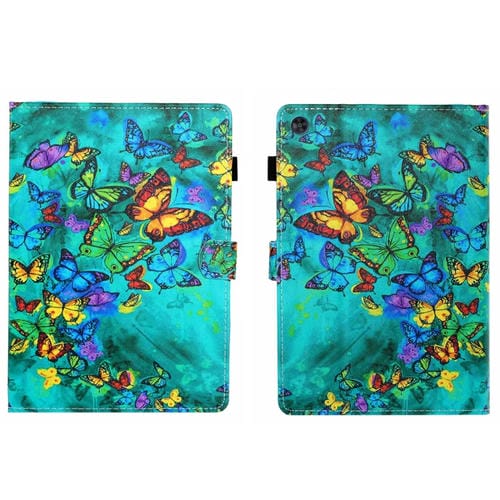 Funda para Tablet Samsung Galaxy Tab A9 PU con Costura y Función Suspensión (Mariposa Verde)