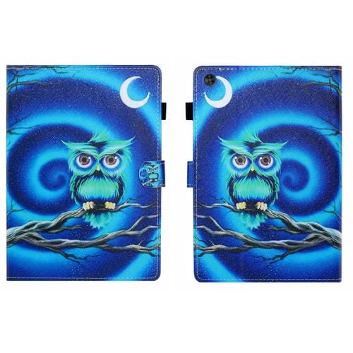 Funda para Tablet Samsung Galaxy Tab A9 PU con Costura y Dibujo Coloreado Función Suspensión (Búho Lunar)