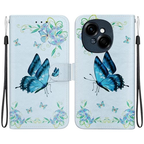 Funda de Cuero para Tecno Spark Go 1 Pop 9 Pro con Dibujo de Colores y Textura de Cristal (Pensamientos Azules)
