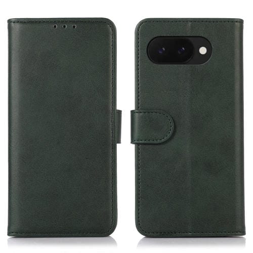 Funda de Cuero con Tapa y Textura de Vaca para Google Pixel 9A (Verde)