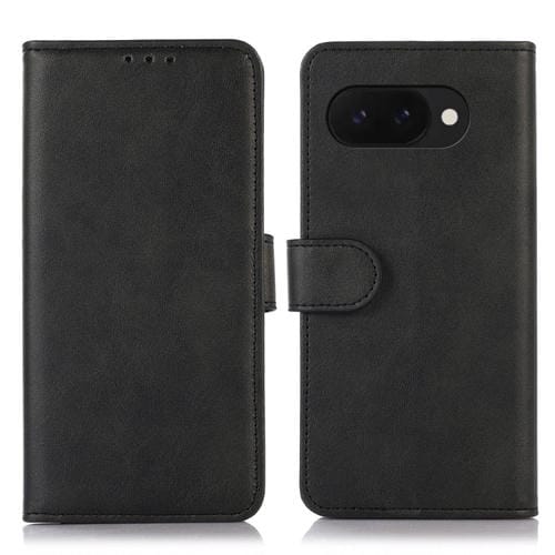 Funda de Cuero con Tapa y Textura de Vaca para Google Pixel 9A (Negra)