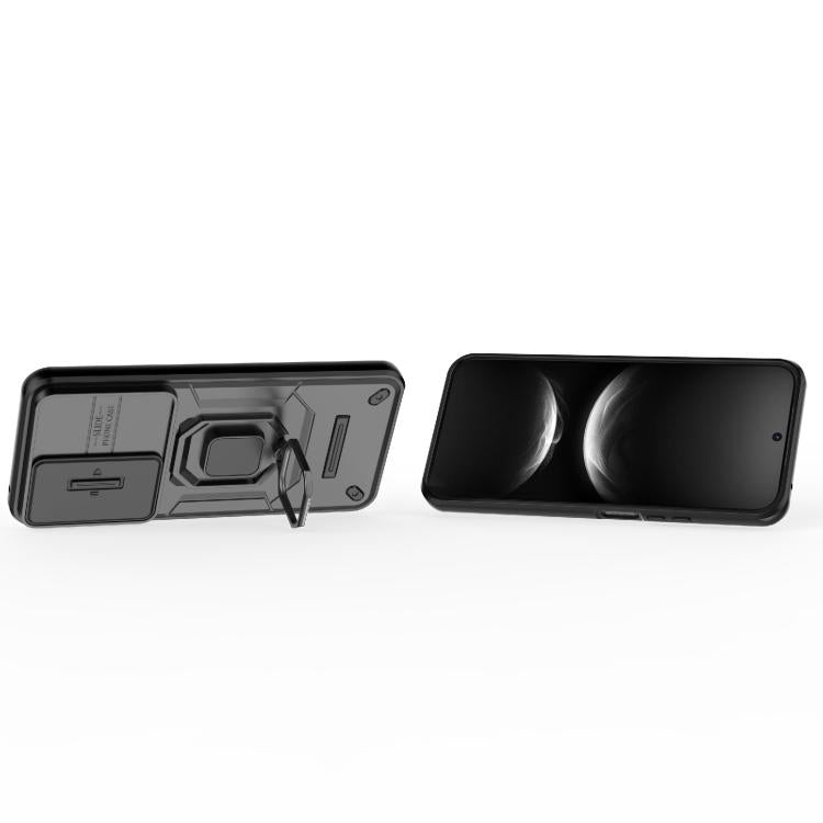 Funda deslizante de TPU + PC a prueba de golpes con soporte para Huawei Nova 14 5G (negro)