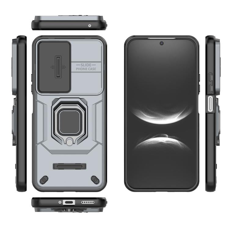 Funda deslizante de TPU + PC a prueba de golpes con soporte para Huawei nova 14 5G (gris)