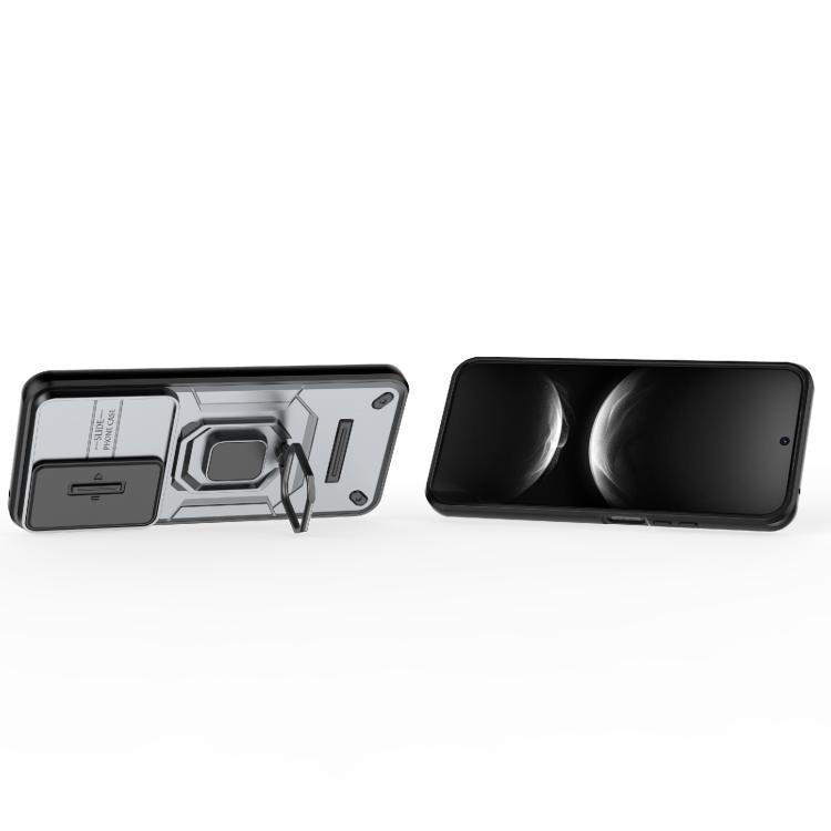 Funda deslizante de TPU + PC a prueba de golpes con soporte para Huawei nova 14 5G (gris)