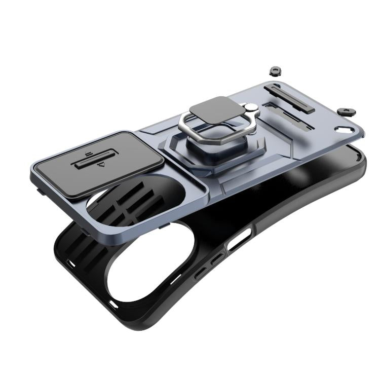 Funda deslizante de TPU + PC a prueba de golpes con soporte para Huawei nova 14 5G (gris)