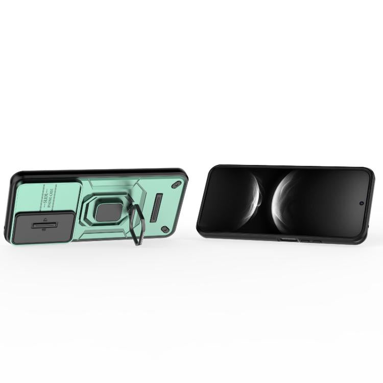 Funda deslizante de TPU + PC a prueba de golpes con soporte para Huawei nova 14 5G (verde)