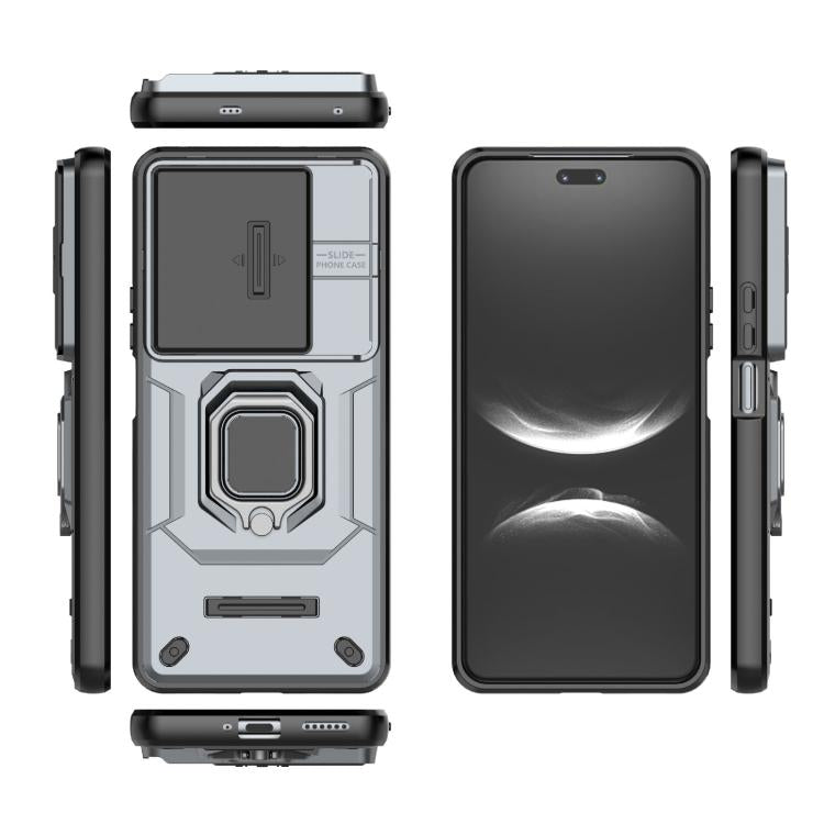 Funda deslizante de TPU + PC a prueba de golpes con soporte para Huawei nova 14 Pro 5G (gris)