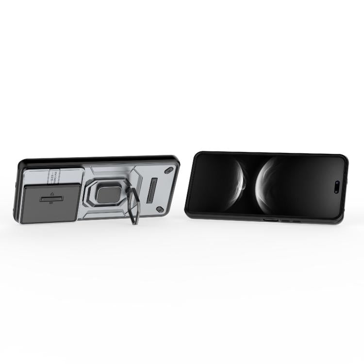Funda deslizante de TPU + PC a prueba de golpes con soporte para Huawei nova 14 Pro 5G (gris)