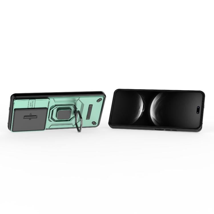 Funda deslizante de TPU + PC a prueba de golpes con soporte para Huawei nova 14 Pro 5G (verde)
