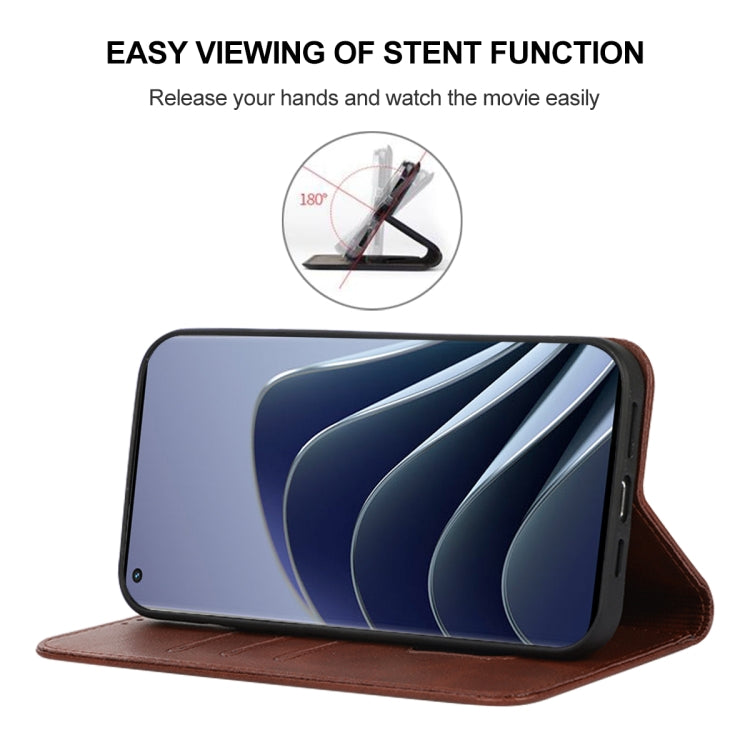Funda de Cuero para OnePlus 10 Pro con Cierre Magnético (Marrón)