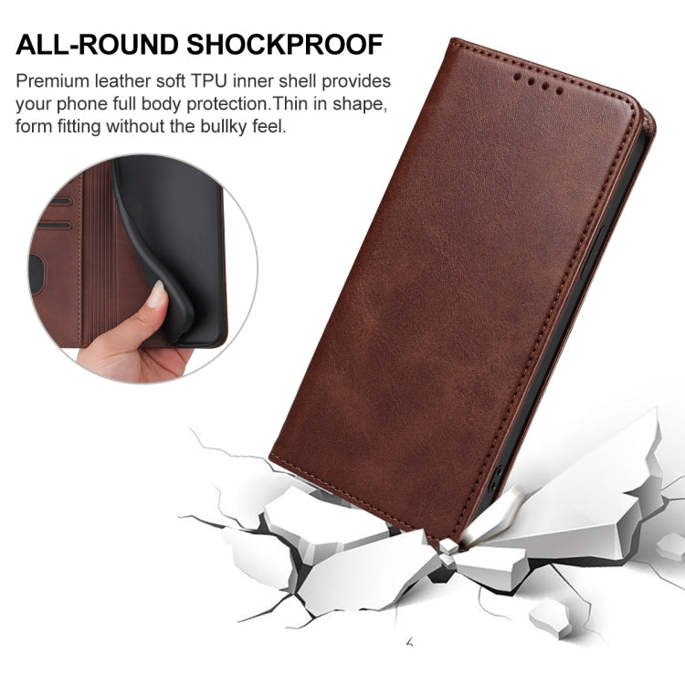 Funda de Cuero para OnePlus 10 Pro con Cierre Magnético (Marrón)