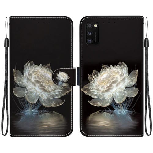 Funda de Cuero Samsung Galaxy A41 Dibujo Coloreado Textura de Cristal (Peonía de Cristal)