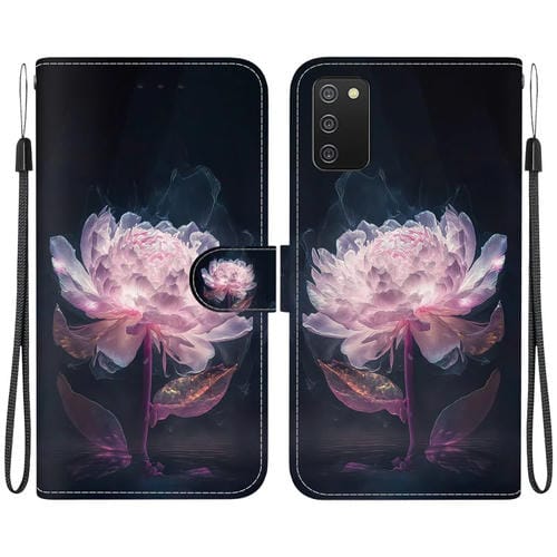 Funda para Teléfono Samsung Galaxy A02S EE.UU Cuero Dibujo Textura Cristal (Peonía Púrpura)