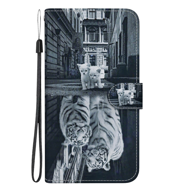 Caja de Teléfono Samsung Galaxy A02S EE.UU Cuero Dibujo Coloreado Textura Cristal (Reflejo Tigre Gato)
