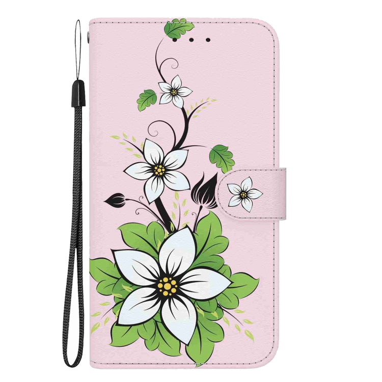 Caja de Teléfono Samsung Galaxy A02S Versión UE Cuero Dibujo Coloreado Textura de Cristal (Lirio)