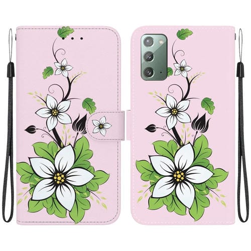 Funda de Teléfono Samsung Galaxy Note20 Cuero Dibujo Coloreado Textura de Cristal (Lily)