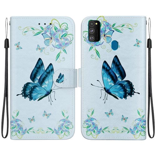Funda para Teléfono Samsung Galaxy M30S / M21 Cuero Dibujo Coloreado Textura de Cristal (Azul)