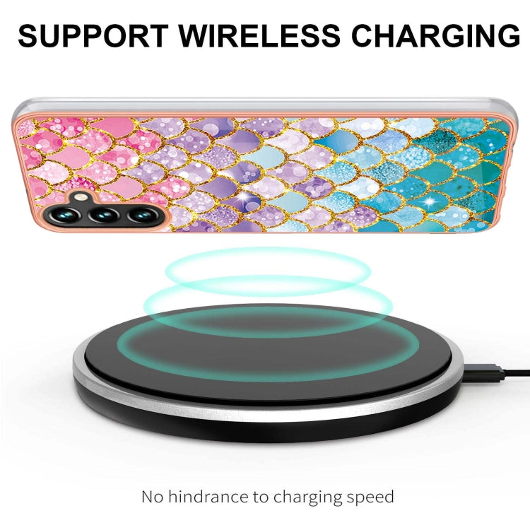 Caja de teléfono TPU Samsung Galaxy A35 5G con Galvanoplastia y Escamas de Colores