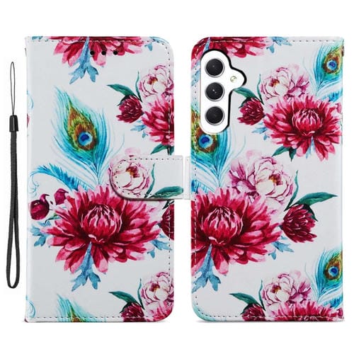 Funda de Teléfono Samsung Galaxy A35 Cuero con Tapa Horizontal Patrón Flor de Pavo Real
