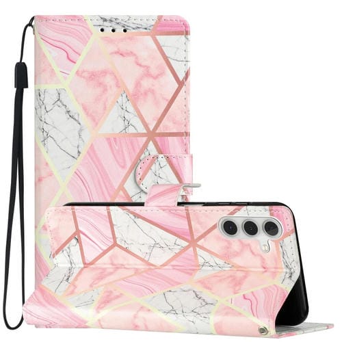 Funda de Cuero Samsung Galaxy A05S Dibujo Coloreado Mármol Rosa