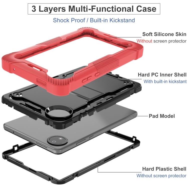 Funda Híbrida de Silicona a Prueba de Golpes para Xiaomi Redmi Pad Se 8.7 con Soporte (Negro y Rojo)