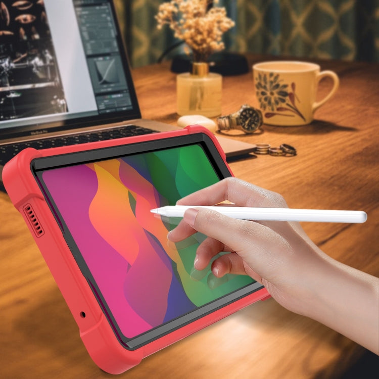 Funda Híbrida de Silicona a Prueba de Golpes para Xiaomi Redmi Pad Se 8.7 con Soporte (Negro y Rojo)