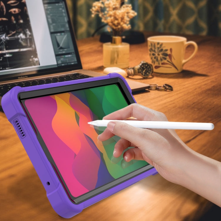Funda Híbrida de Silicona a Prueba de Golpes para Xiaomi Redmi Pad Se 8.7 con Soporte (Negro y Morado)
